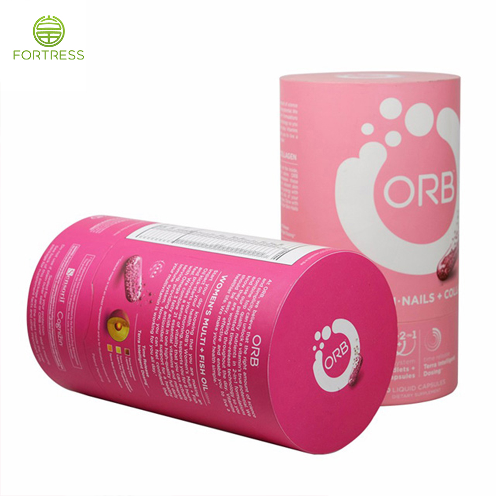 Custom Design Printed  Collagen cylinder box Packaging with flat edge - Health care products packaging - 1