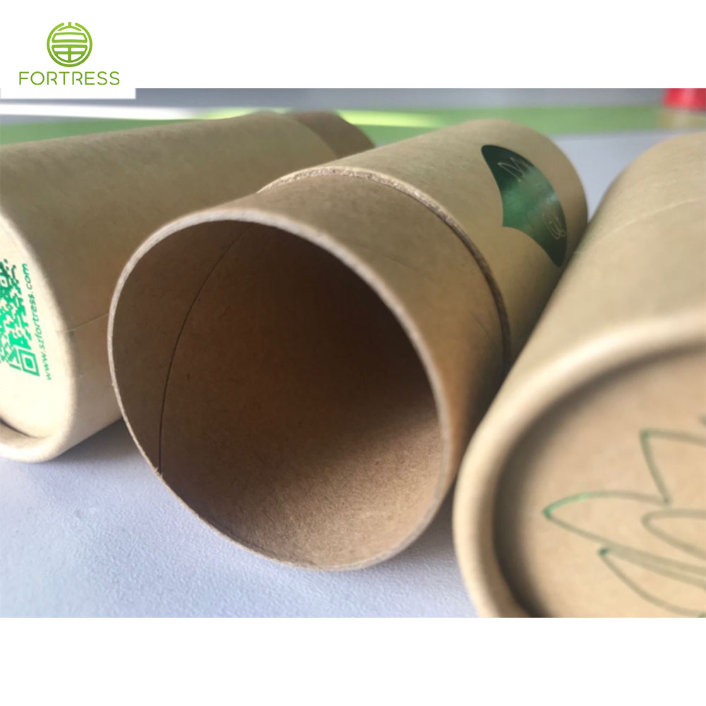 Fortress OEM design green hot foil kraft paper tube box for CBD products - CBD Paper Packaging Tube Box - 4