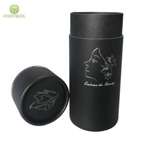 OEM design silver logo hot foil black kraft paper tube box for CBD beauty products