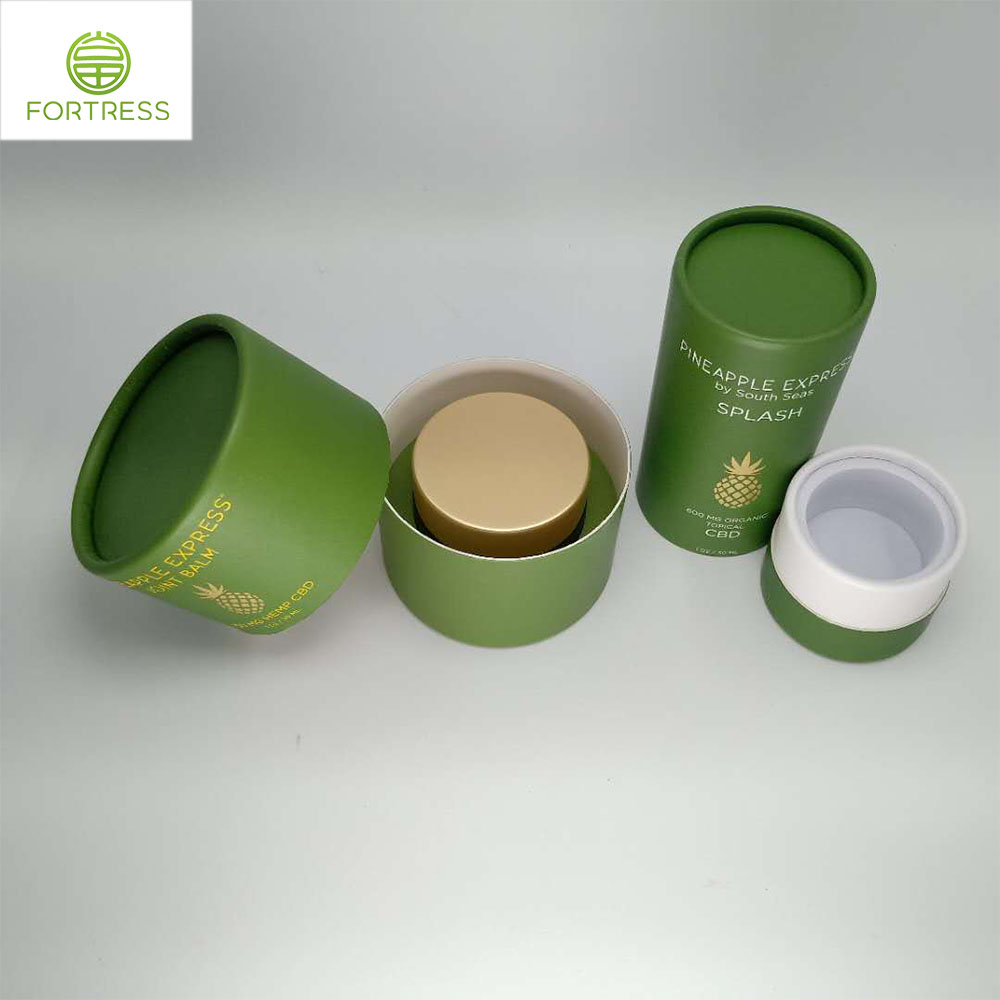 Recyclable Green Cardboard Cylinder Paper Box For Organica Topical CBD Products - CBD Paper Packaging Tube Box - 4