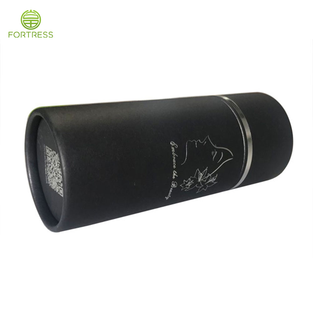 OEM design silver logo hot foil black kraft paper tube box for CBD beauty products - CBD Paper Packaging Tube Box - 4