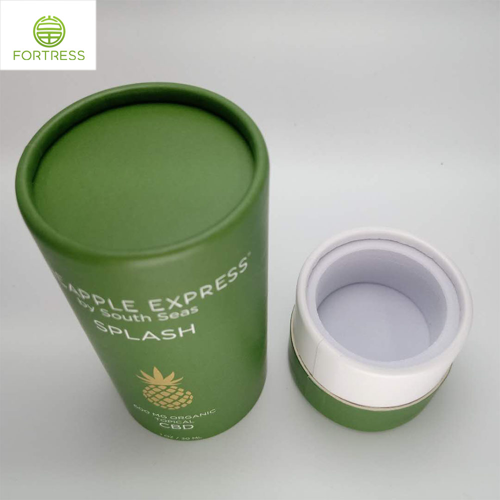 Recyclable Green Cardboard Cylinder Paper Box For Organica Topical CBD Products - CBD Paper Packaging Tube Box - 2