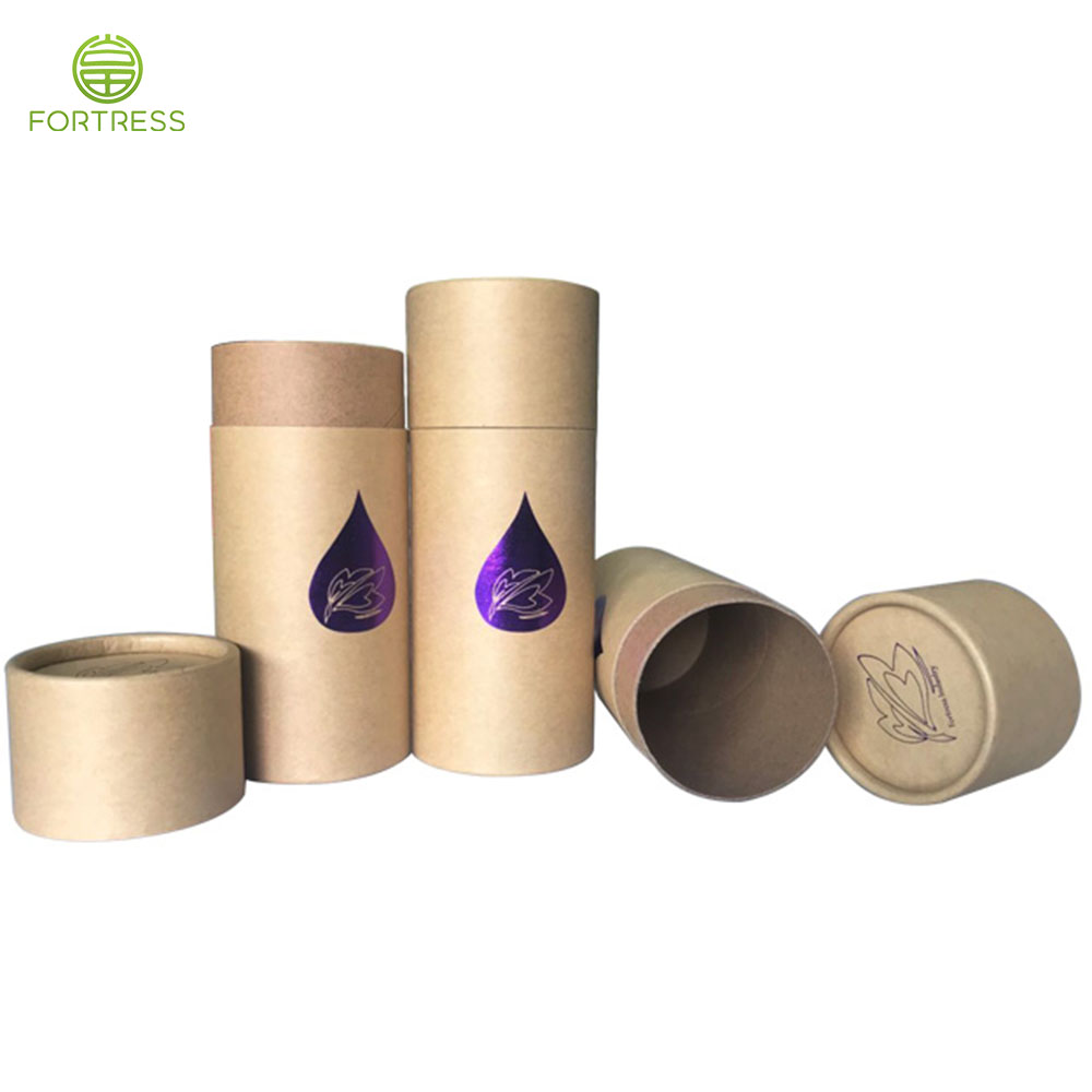 Fortress OEM design green hot foil kraft paper tube box for CBD products - CBD Paper Packaging Tube Box - 3