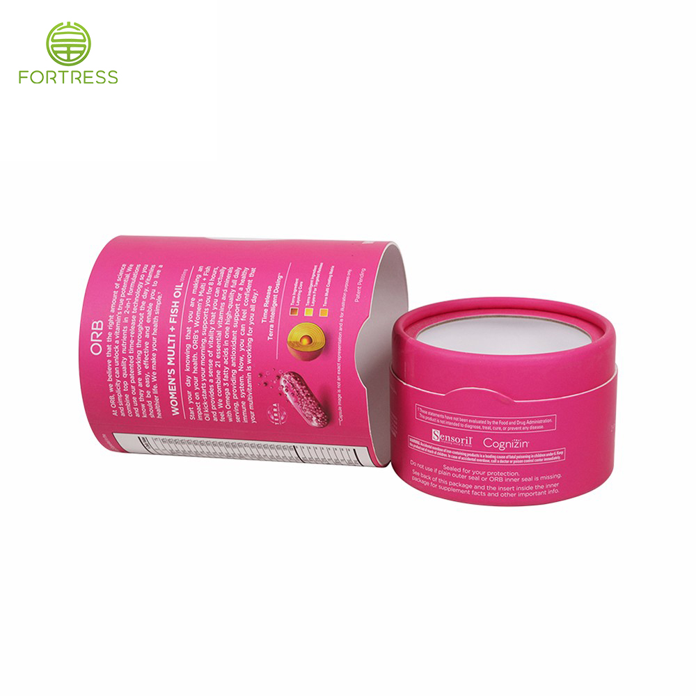 Custom Design Printed  Collagen cylinder box Packaging with flat edge - Health care products packaging - 2