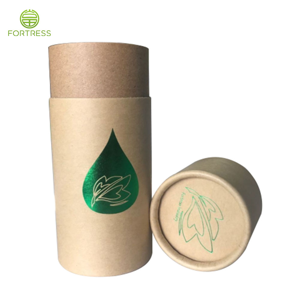 Fortress OEM design green hot foil kraft paper tube box for CBD products - CBD Paper Packaging Tube Box - 2