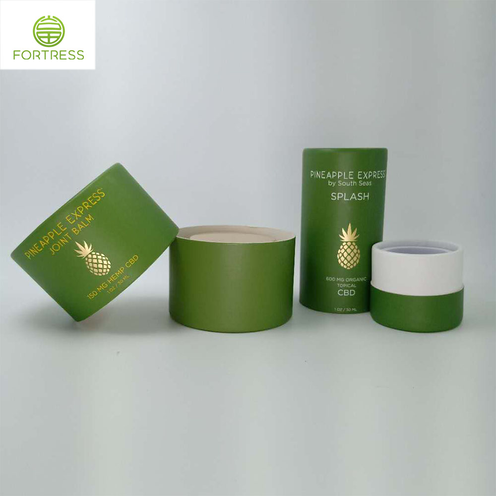 Recyclable Green Cardboard Cylinder Paper Box For Organica Topical CBD Products - CBD Paper Packaging Tube Box - 1