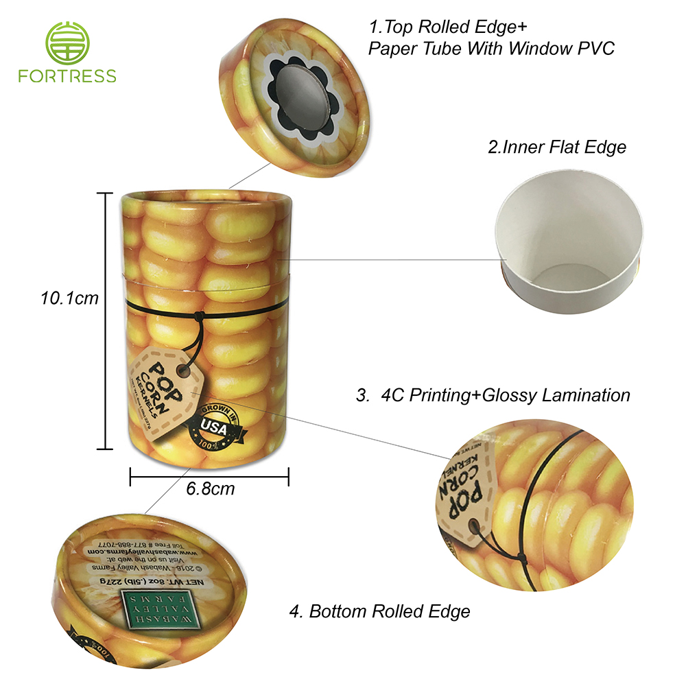 Wholesales Full Printing Corn Package with Round Shape Window Paper Tubes with Window - Food Paper Packaging Tube Box - 2
