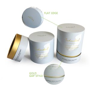 Elegant cosmetic gift sets flat edged paper packaging with gold logo paper tube packaging