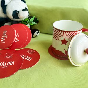 Personalized Paper Coasters Red Color Round Tea Cup Coaster Desktop Decoration Coasters - Paper Coasters - 4