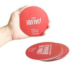 Personalized Paper Coasters Red Color Round Tea Cup Coaster Desktop Decoration Coasters