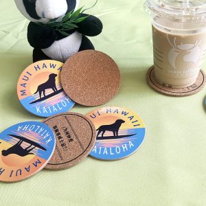 Custom wholesale sublimation blank printing logo colorful wood cork coasters