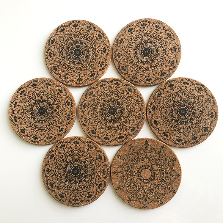 Eco Friendly Custom Logo Round Colorful Print Absorbable Blank Soft Cork Wood Coasters - Paper Coasters - 4