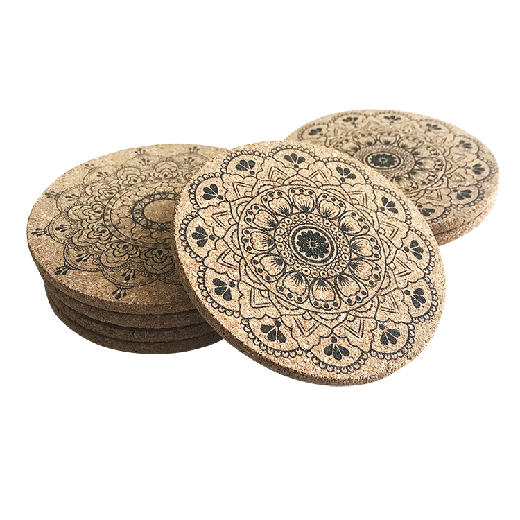 Eco Friendly Custom Logo Round Colorful Print Absorbable Blank Soft Cork Wood Coasters - Paper Coasters - 6