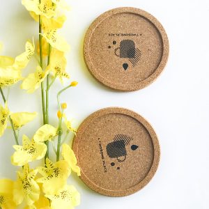 DIY Custom Logo Wholesale color Table Cup Mats Set Print Round Wood Cork Coasters