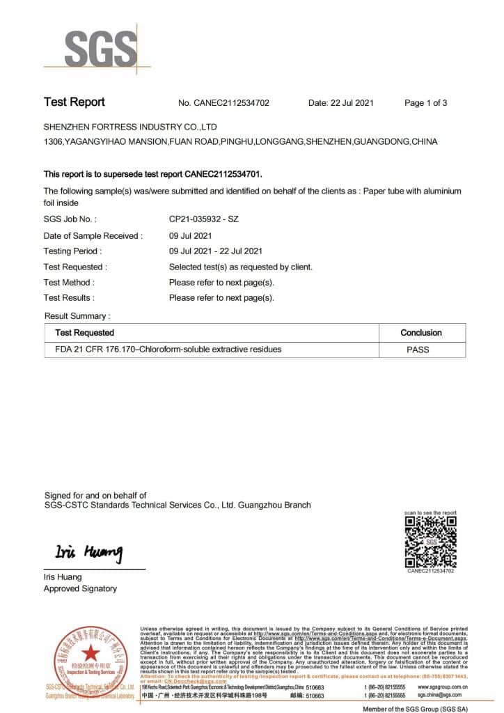szfortress-com-Paper Tube With Aluminum foil certificate - 2021_00