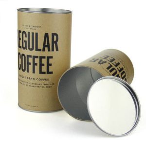 Wholesale coffee bean powder packaging Kraft Paper Cans with Metal Covers Plug Tin Lid