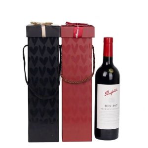 biodegradable colorful wine bottle box paper tube packaging with handle