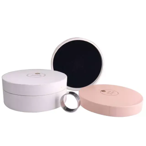 custom logo packaging engagement jewelry velvet wedding ring box round paper tube
