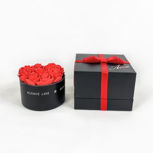 paper box gift set with custom color ribbon