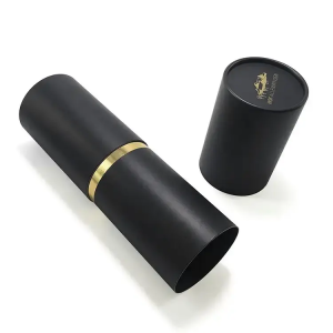 recyclable black wine gift paper cylindrical boxes kraft packaging tubes