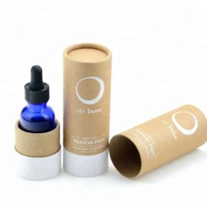 Custom design cardboard paper tube glass bottle essential oil packaging box
