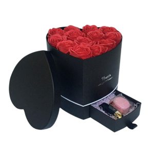 Free Sample Paper Red Luxury Double Layered Flower Heart Shape Box Packaging